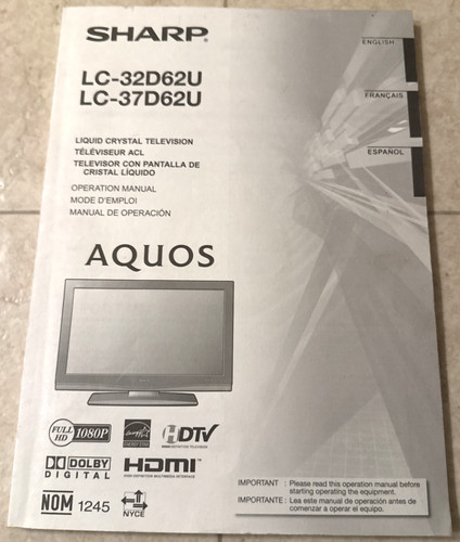 Sharp 32d62u 37d62u - sharp, lc-32d62u
